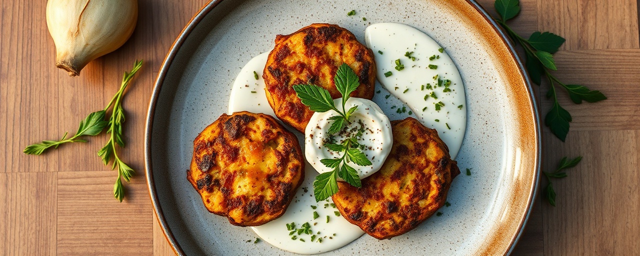 Adjarian Harissa Eggplant Fritters with Walnut-Herb Dip
