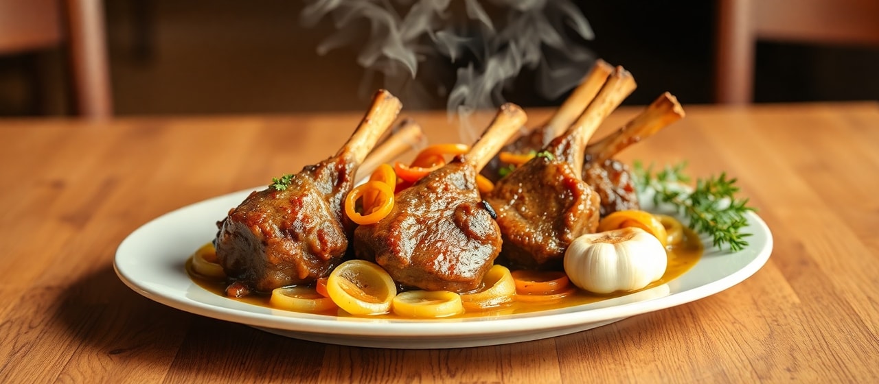 Agnello al Forno Affumicato con Peperoni