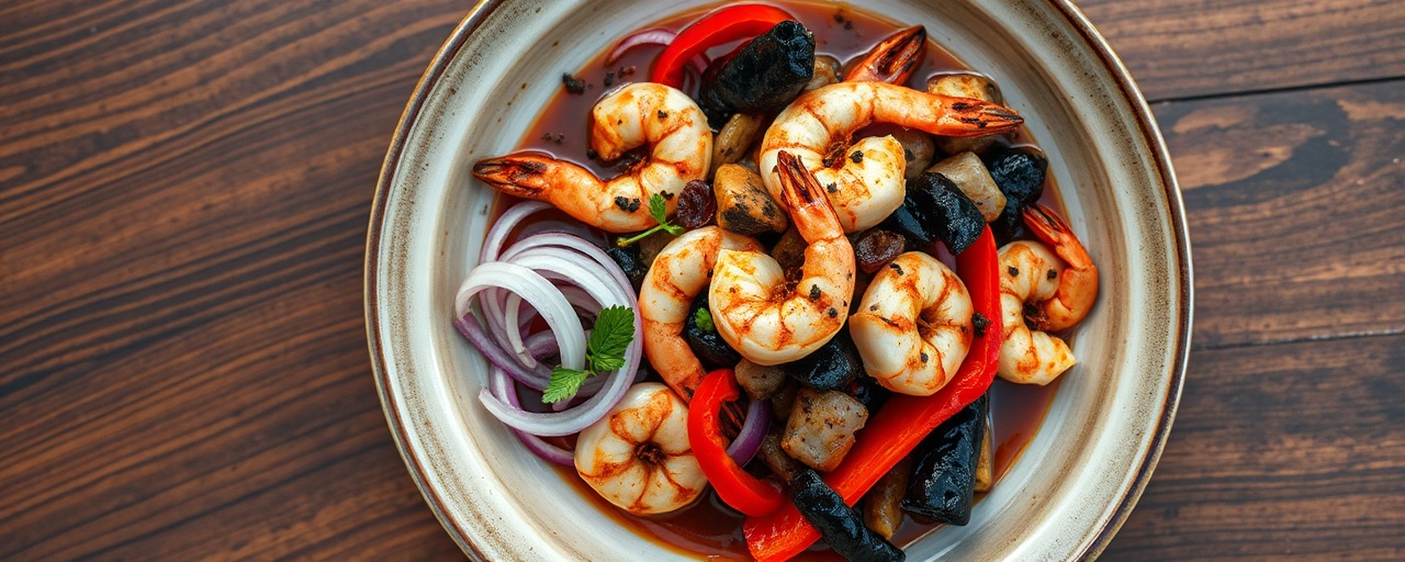 Ají Negro de Camarón Salteado