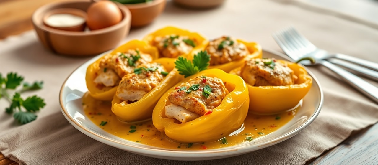 Aji de Gallina Stuffed Bell Peppers