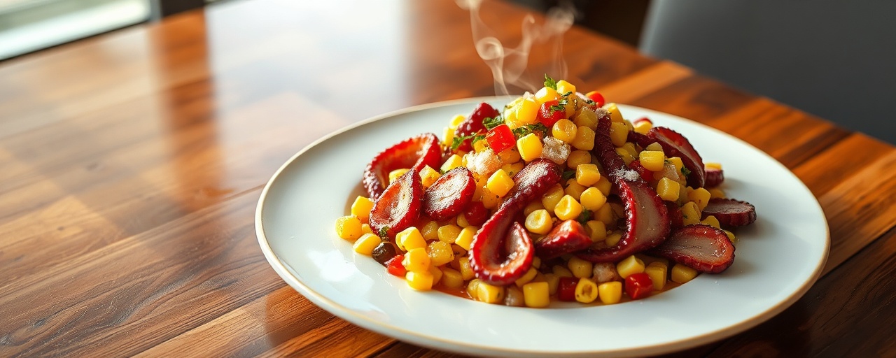 American Cured Octopus and Smoked Corn Salad