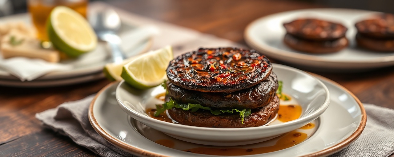 American Harissa-Grilled Portobello Burgers