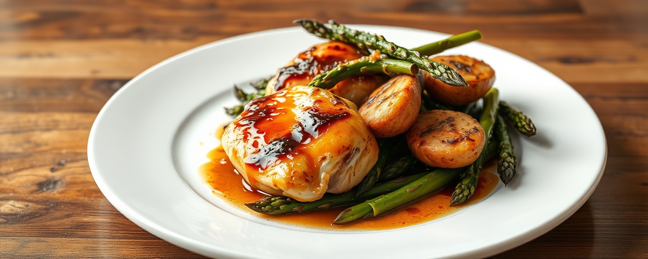 American Miso-Maple Tandoor-Style Chicken with Charred Asparagus