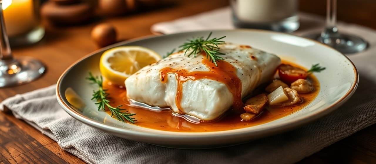American Poached Cod with Miso-Maple Glaze
