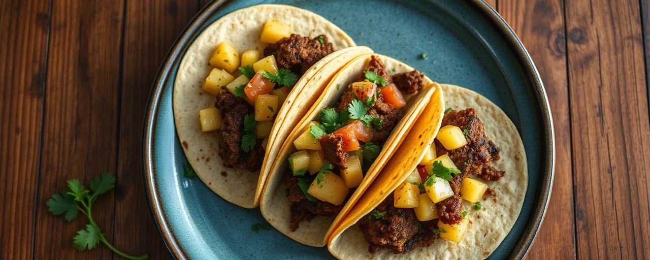 Ancho Chili and Coffee Rubbed Pork Tacos with Pineapple Salsa