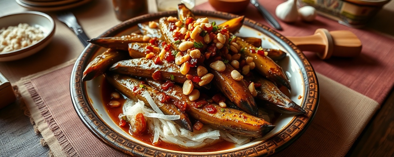 Ang T'siek Kdaung Ang (Fire-Roasted Plantains with Coconut-Peanut Glaze)