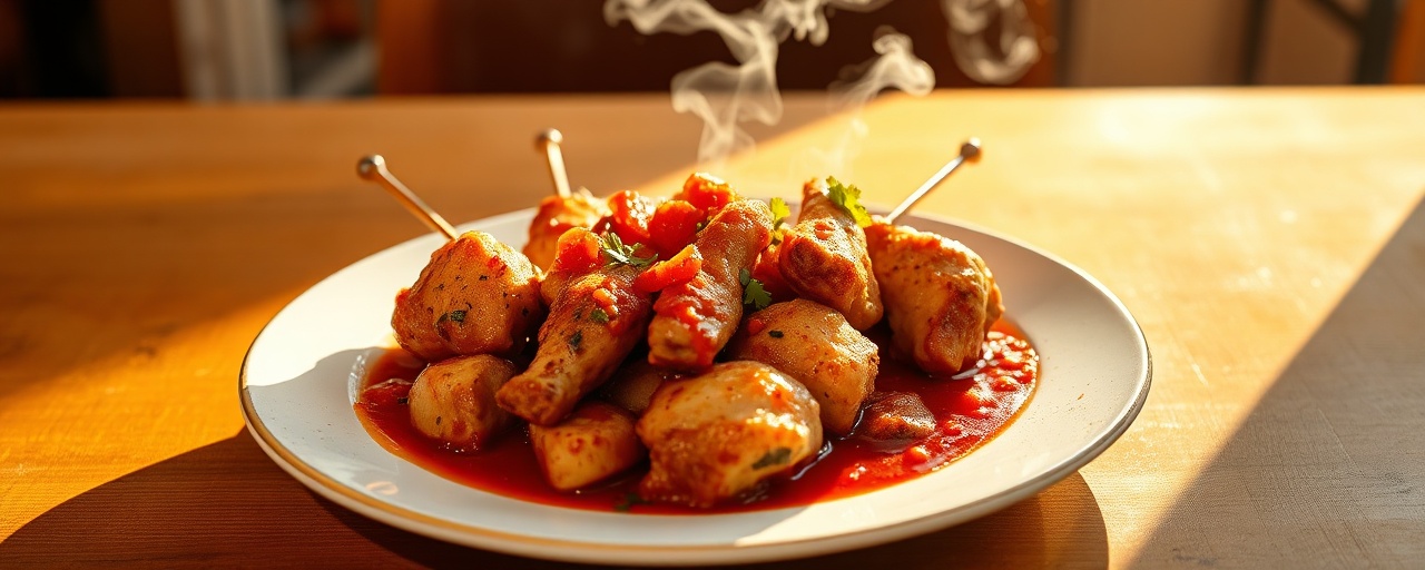 Anticuchos de Pollo con Salsa Cremosa de Ají Harissa Fermentado