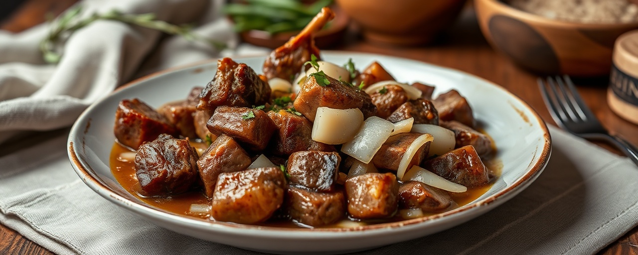 Arnaki me Galangal kai Spanaki Stifado