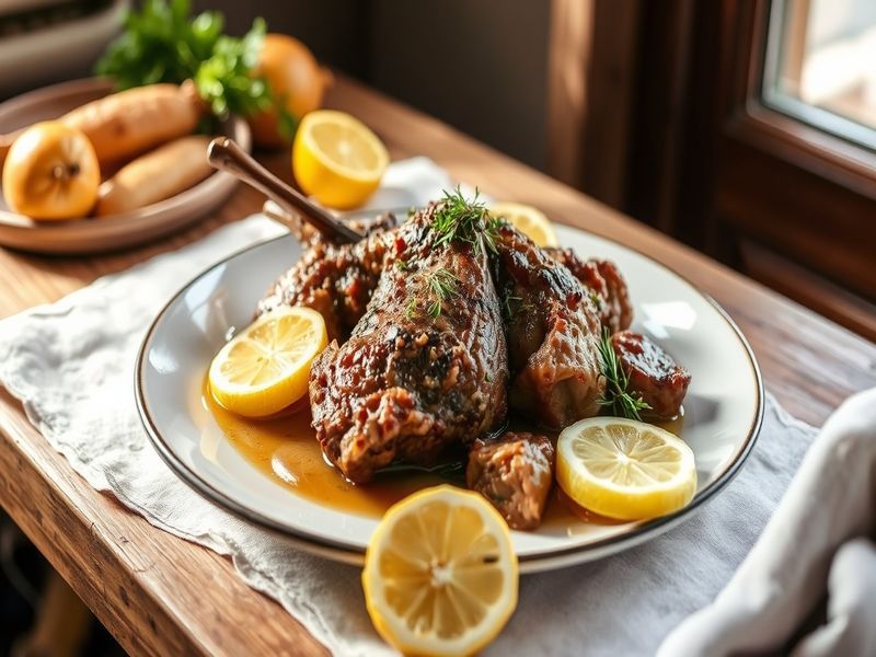 Arnaki Psito me Patates (Roast Lamb with Lemon and Herbs)