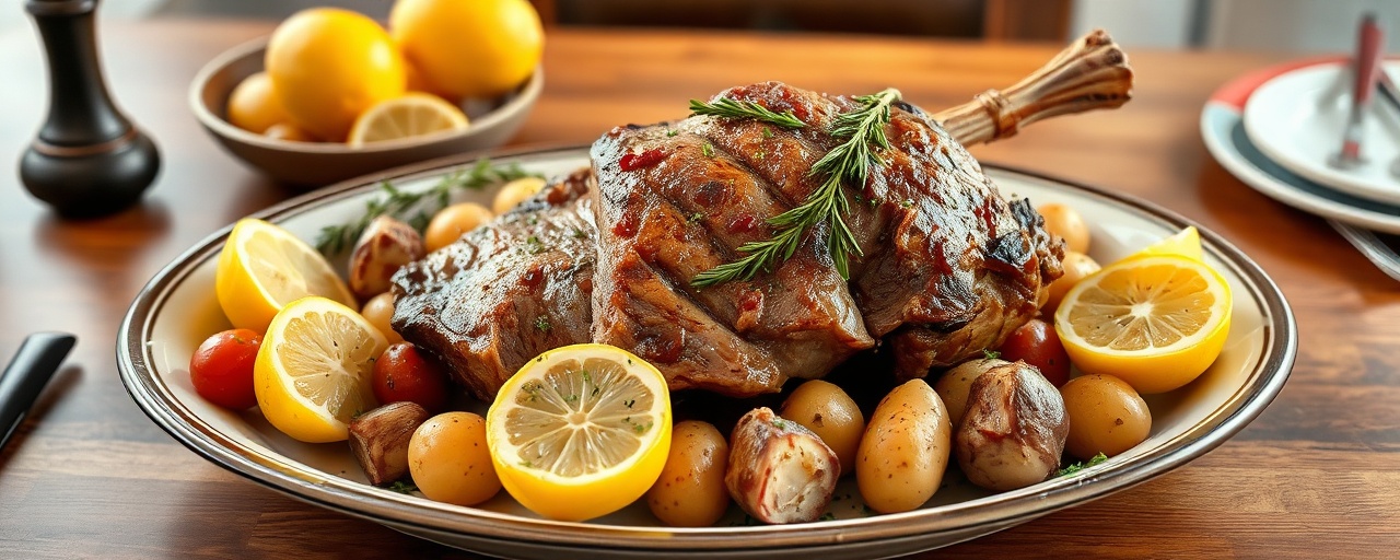 Arnaki Psito me Patates (Roast Lamb with Lemon and Herbs)