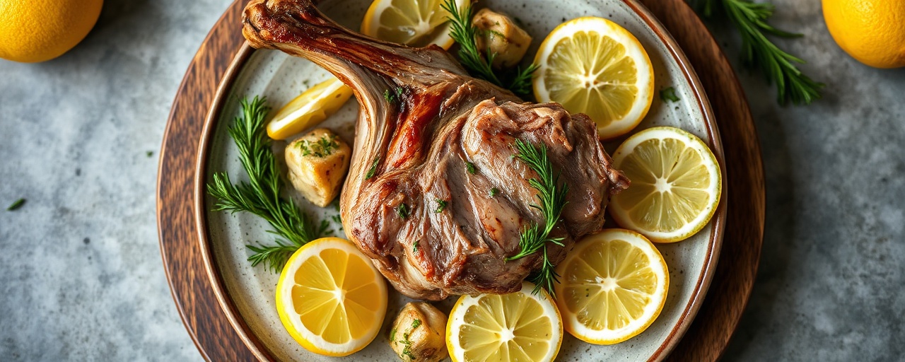 Arni me Anginares kai Saltsa Lemoniou-Anithou