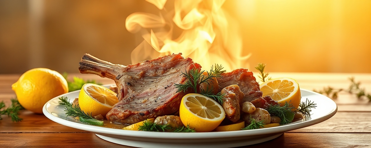 Arni me Anginares kai Saltsa Lemoniou-Anithou