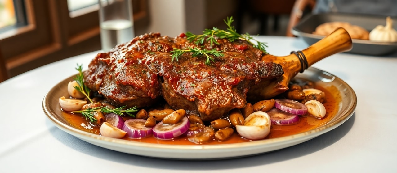 Arni me Spanaki kai Elies Stifado
