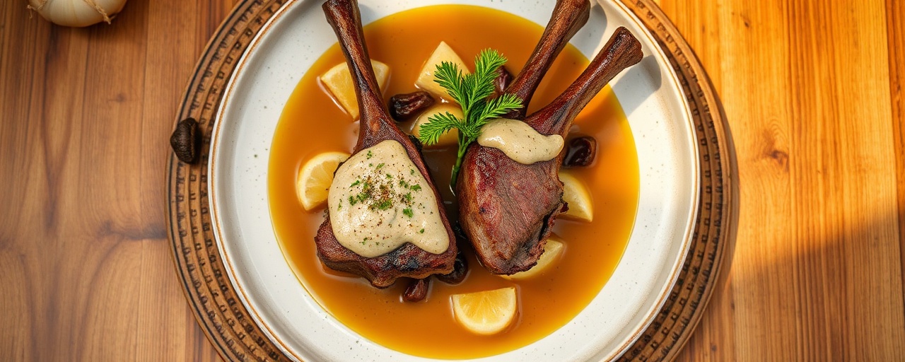 Arni me Tahini (Braised Lamb Shanks with Lemon-Tahini Sauce)