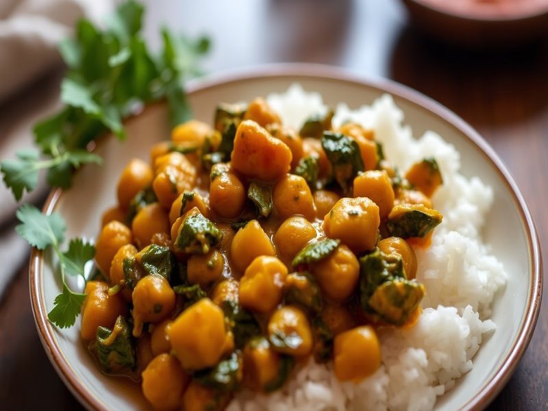 Aromatic Chickpea and Spinach Curry with Coconut Basmati Rice