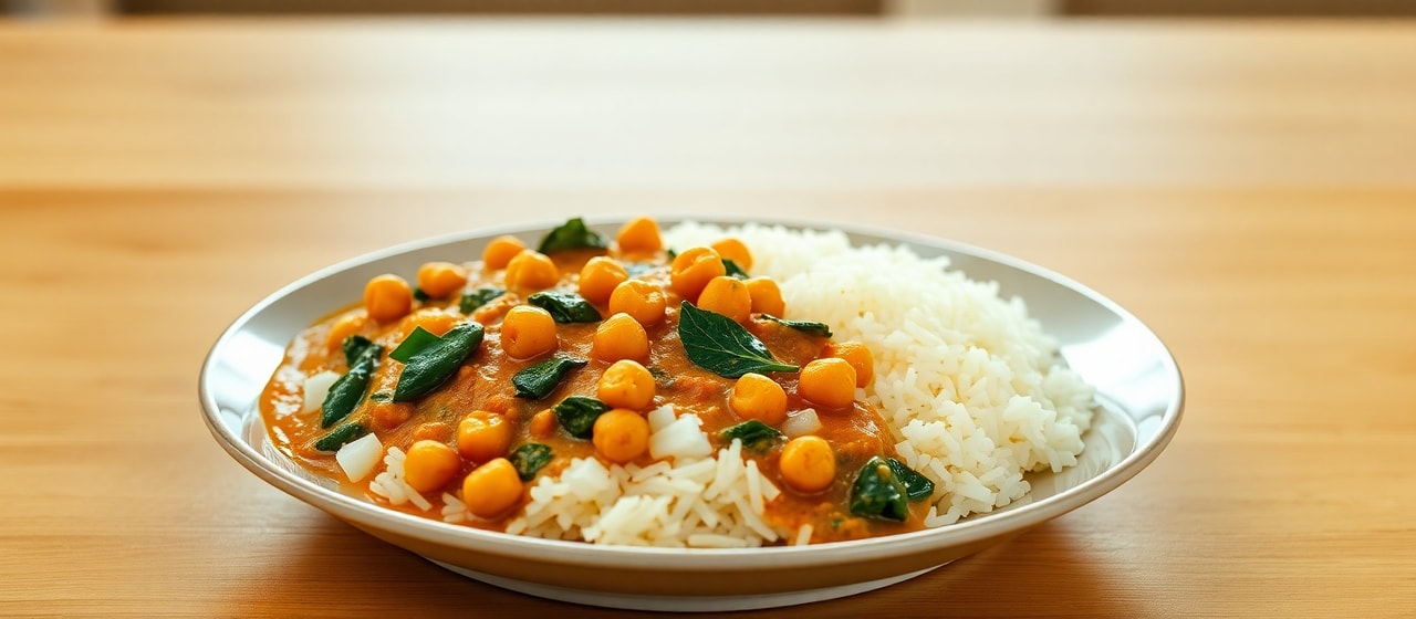 Aromatic Chickpea and Spinach Curry with Coconut Basmati Rice