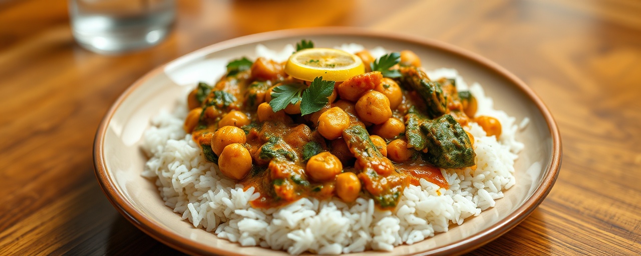 Aromatic Chickpea and Spinach Curry with Coconut Basmati Rice