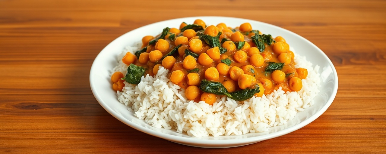 Aromatic Chickpea and Spinach Curry with Coconut Basmati Rice