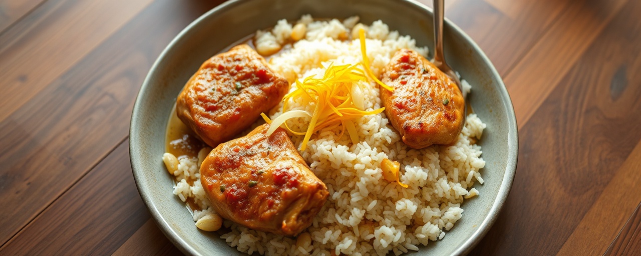 Arroz Atollado de Pollo con Azafrán (Saffron Chicken Sticky Rice)