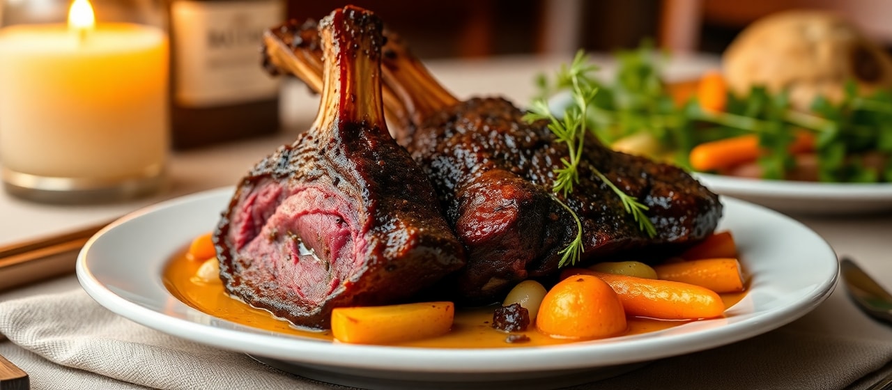Asado Corto Estofado con Malbec y Papas Rústicas