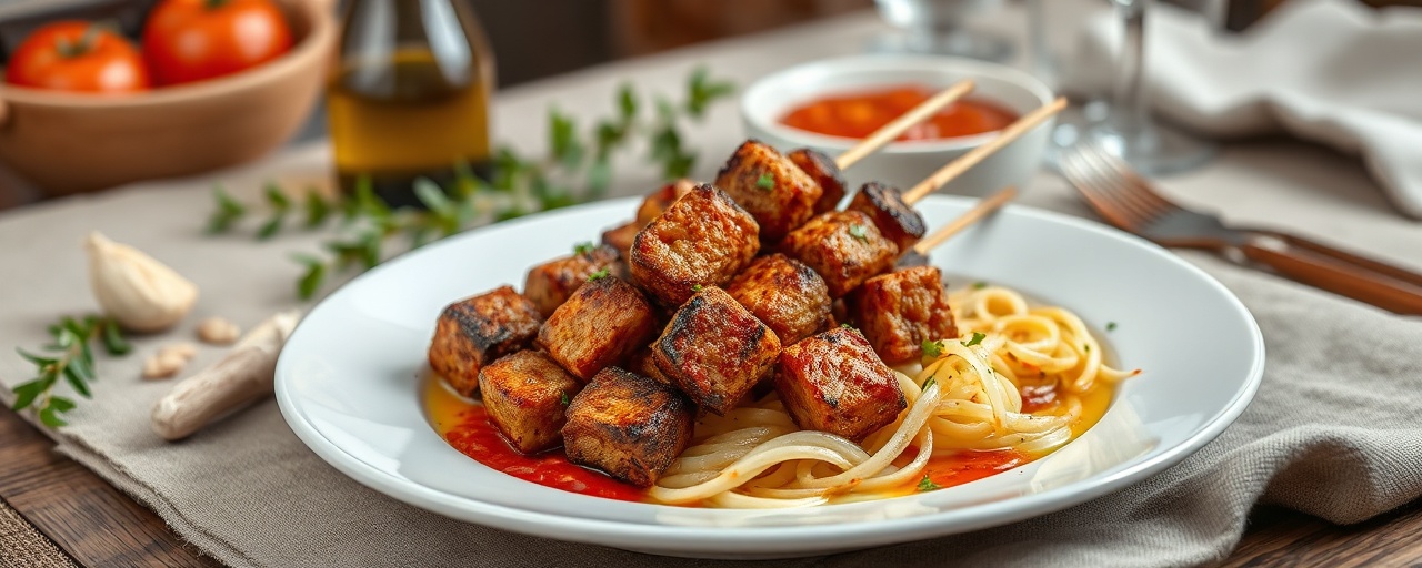 Ateş Közlenmiş Seitan Şiş (Fire-Roasted Seitan Skewers)