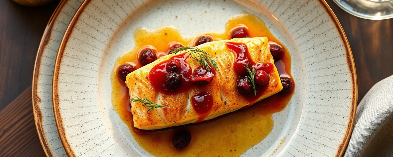 Baked Arctic Char with Cloudberry-Juniper Glaze