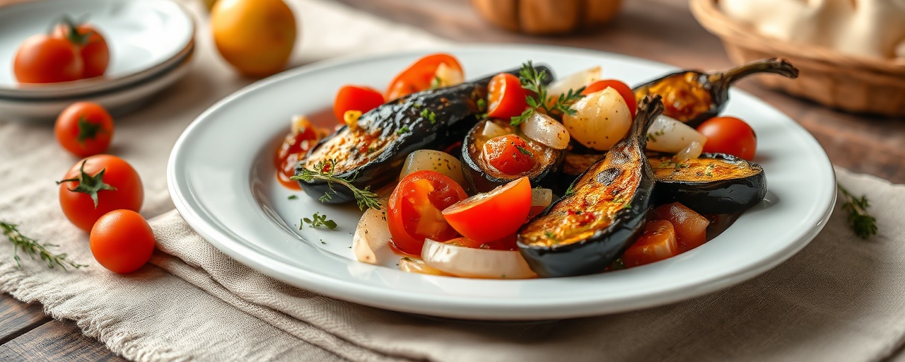 Baklazhan Blits-Fry s Pomidorami i Zelonyu (Flash-Fried Eggplant with Tomatoes and Herbs)