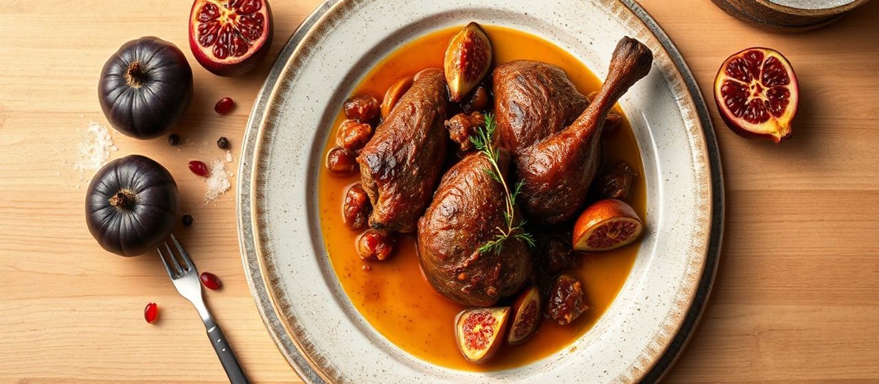 Bat bil Teen wal Rumman (Slow-Simmered Duck with Figs and Pomegranate)