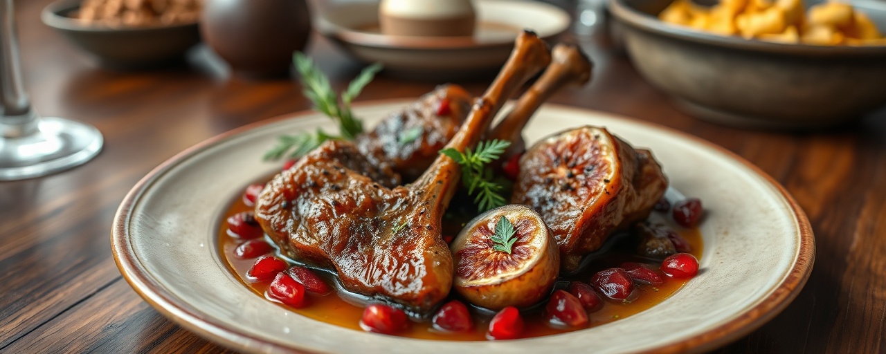 Bat bil Teen wal Rumman (Slow-Simmered Duck with Figs and Pomegranate)