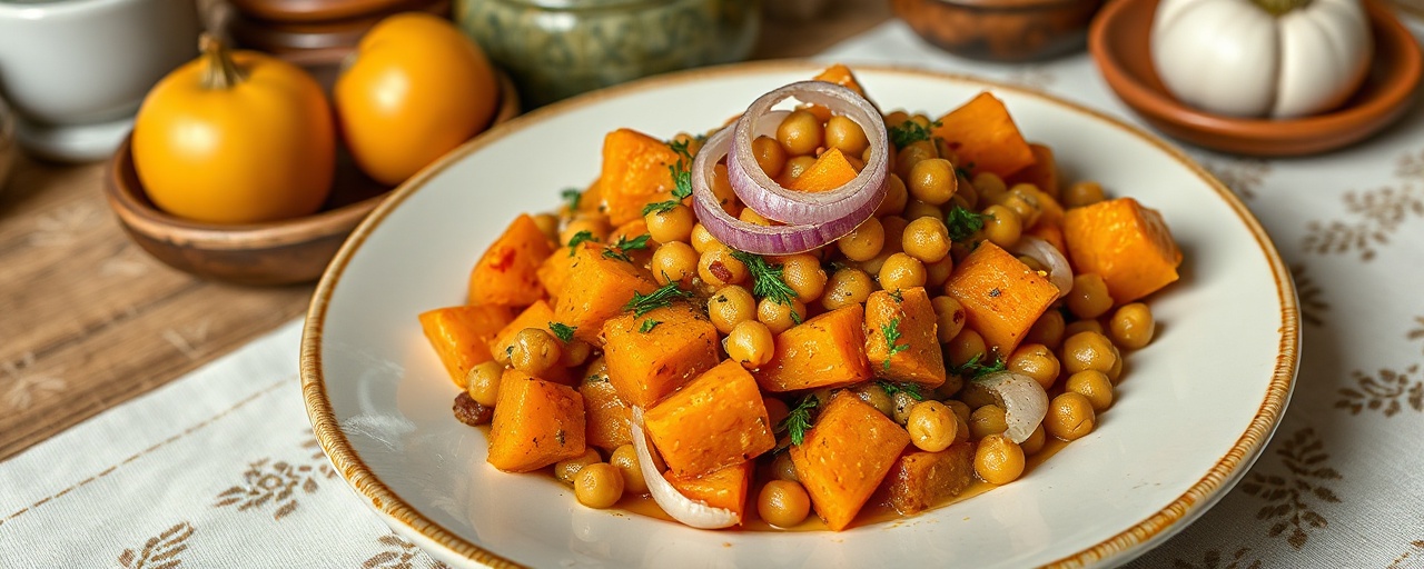 Batata Hilwa Mebakhra Ma'a Hamouz (Steamed Sweet Potato with Chickpeas)