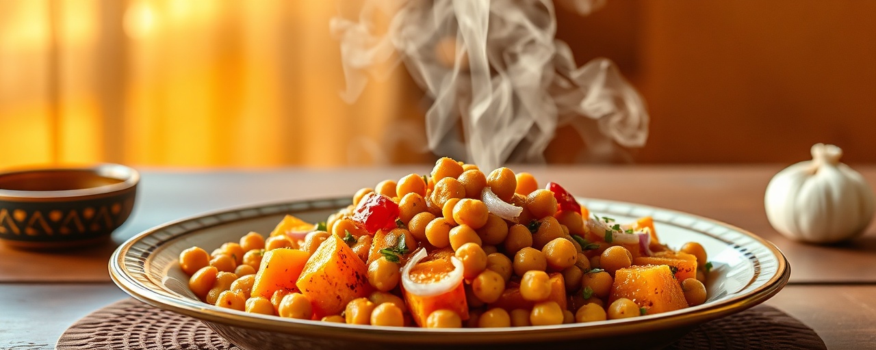 Batata Hilwa Mebakhra Ma'a Hamouz (Steamed Sweet Potato with Chickpeas)