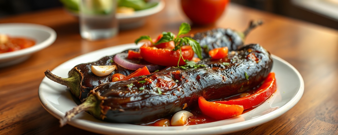 Berenjena Horneada al Tandoor Ecuatoriano con Salsita de Maní