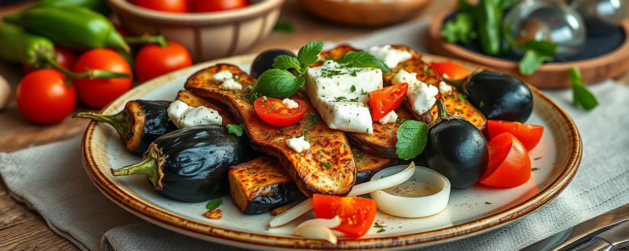 Berenjena y Pasilla Asada con Queso Fresco