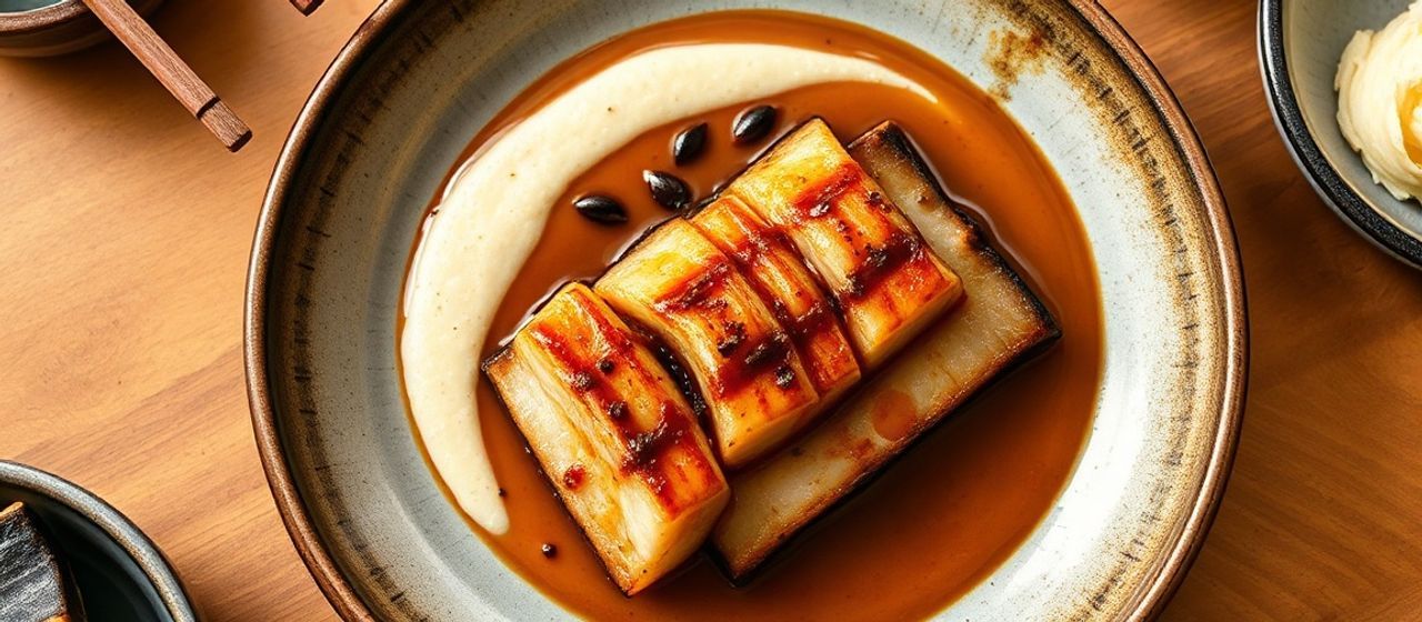 Black Garlic Miso Glazed Yellowtail