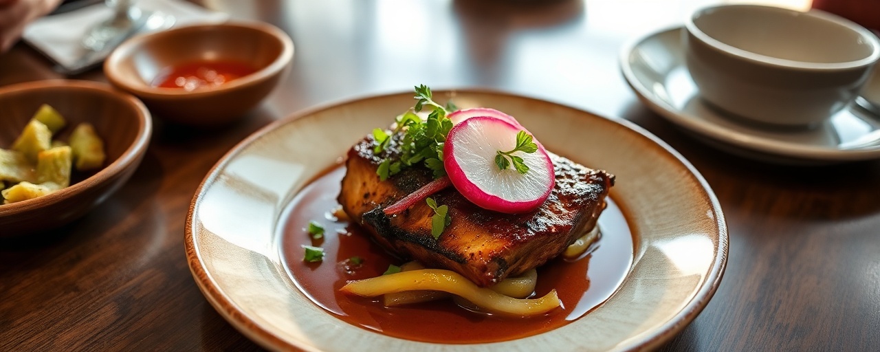 Black Garlic Pork Tocino with Sinangag and Pickled Radish