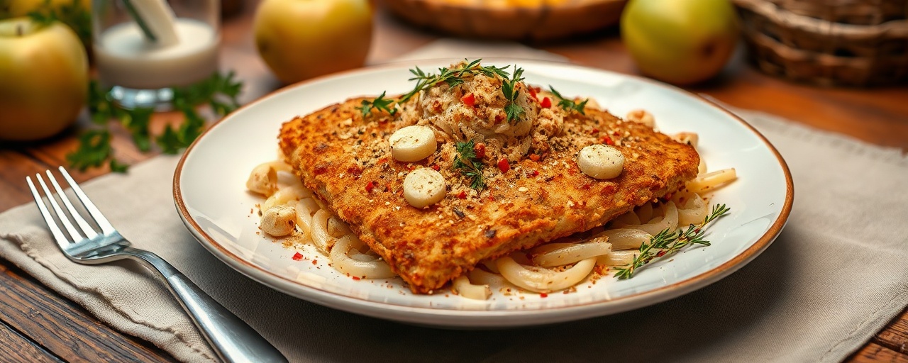 Blitz-Seitan-Schnitzel mit Apfel-Kraut-Salat