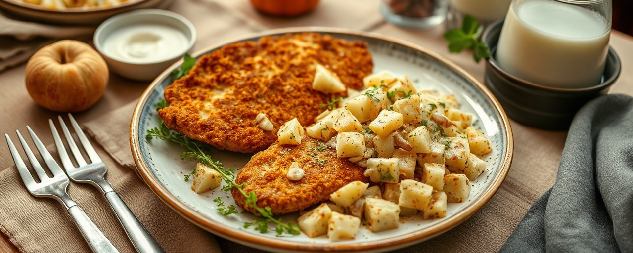 Blitz-Seitan-Schnitzel mit Apfel-Kraut-Salat