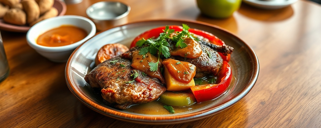 Bondiola Ahumada con Puré de Plátano Asado y Chimichurri de Ají Ahumado
