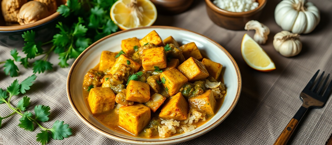 Braised Coconut Callaloo Tofu