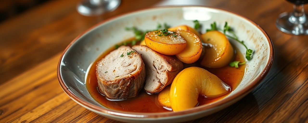 Braised German Pork Loin with Tamarind-Apple Glaze