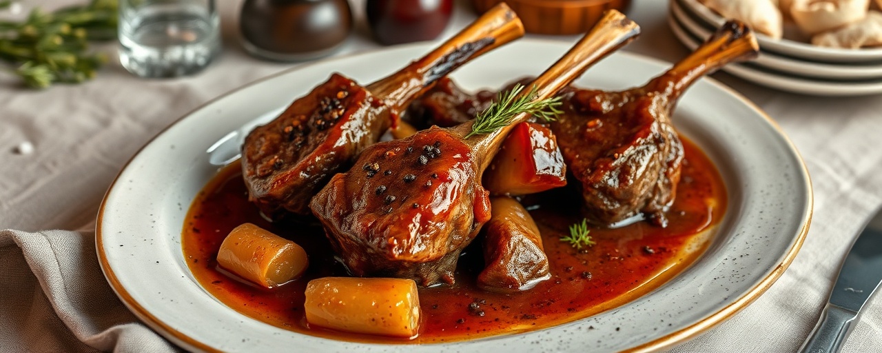 Braised Lamb Shanks with Chipotle and Date Glaze