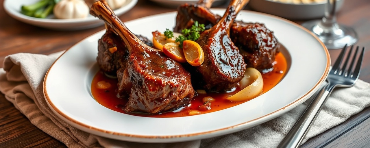 Braised Lamb Shanks with Spicy Date-Gochujang Glaze