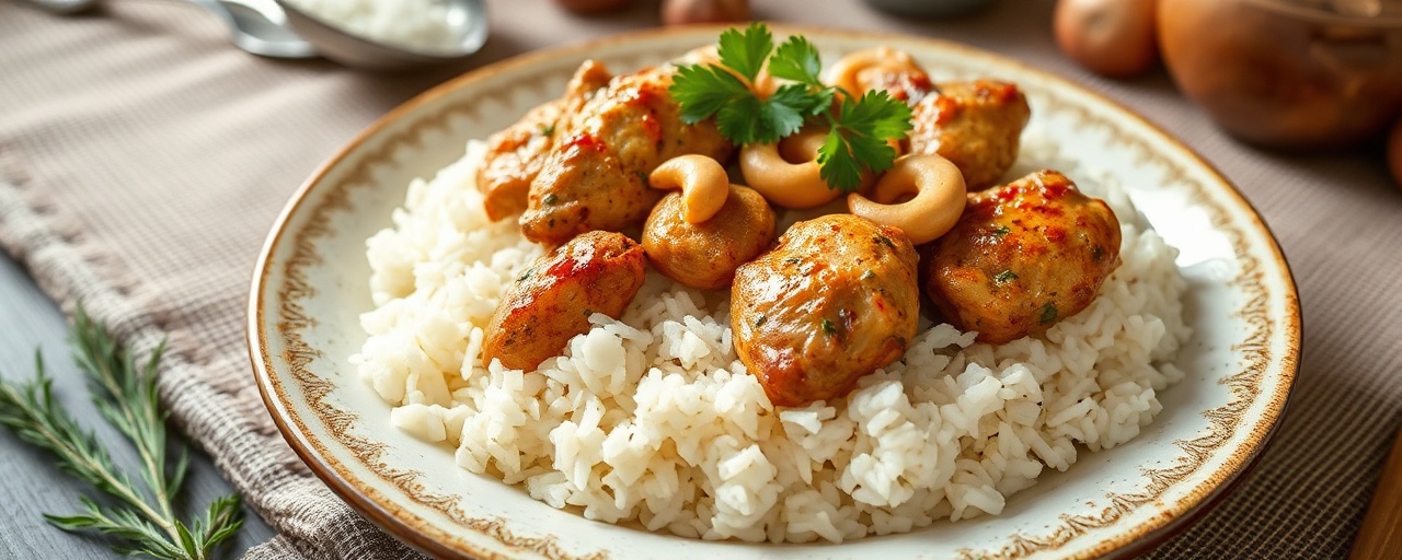 Brazilian Cashew Chicken with Coconut Rice