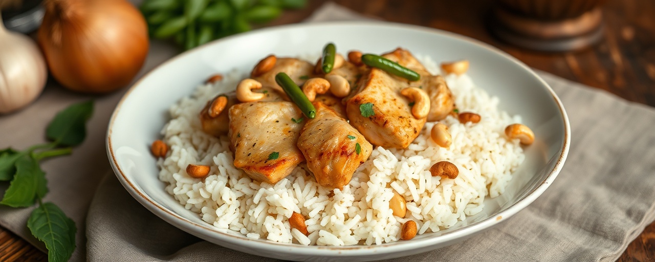 Brazilian Cashew Chicken with Coconut Rice