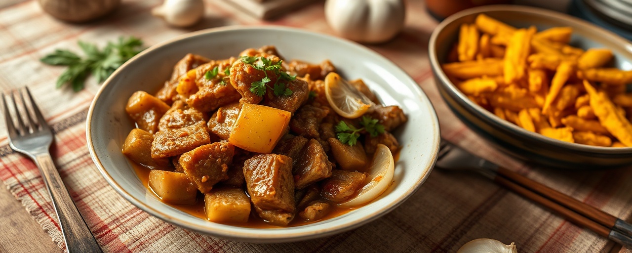 Burmese Braised Seitan with Ginger and Turmeric