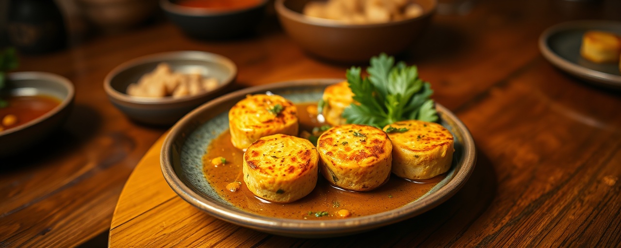 Burmese Pan-Seared Chickpea Tofu Medallions