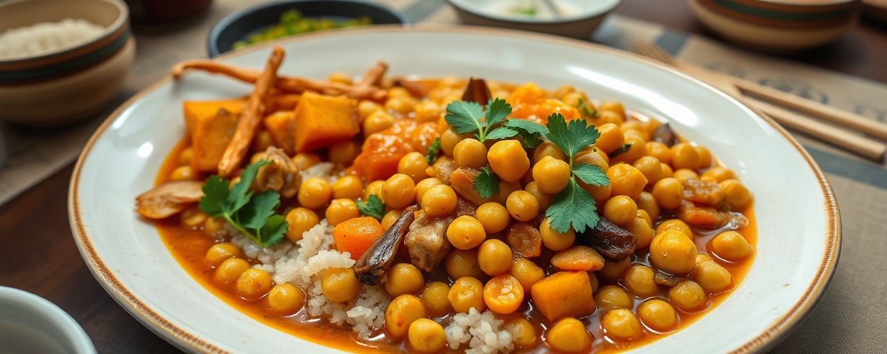 Burmese Sweet Potato and Chickpea Braise (Kyaik-hto Hnyat-thee Hin)
