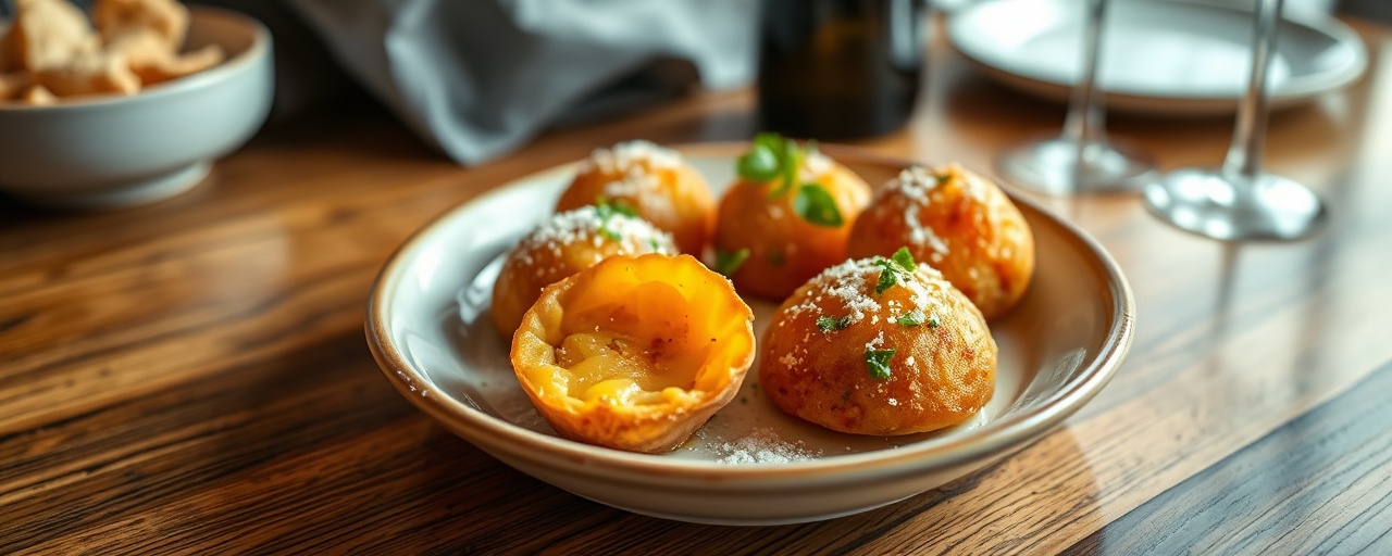 Buñuelos de Batata Glaseados con Almíbar de Malbec y Romero