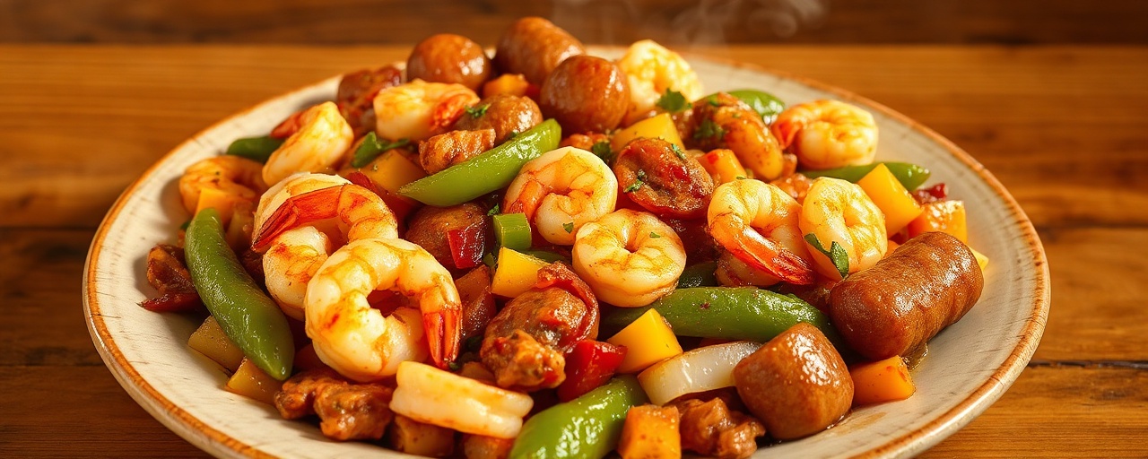 Cajun Chipotle Wok-Tossed Shrimp and Sausage Medley