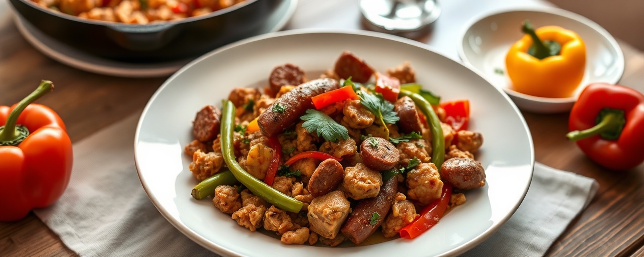 Cajun Jackfruit and Andouille Skillet Stir-Fry